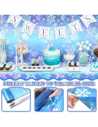 Mantel Iridiscente Copo de Nieve Kochorie 30.5m Azul Morado