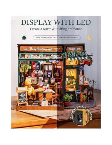 Rolife Kit Casa Miniatura DIY 1:18 Cafetería con LED