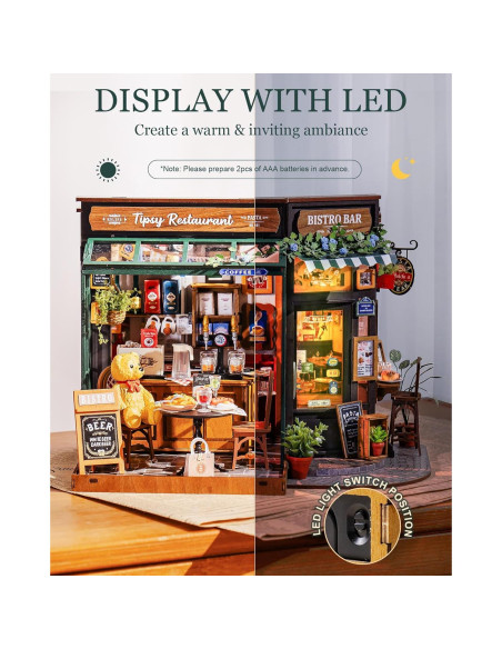 Rolife Kit Casa Miniatura DIY 1:18 Cafetería con LED