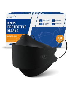 Mascarillas KN95 JUSTXO Paquete de 50, Negra, Cómodas