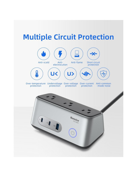 Estación de Carga USB C Huntkey 100W 6 en 1 Gris