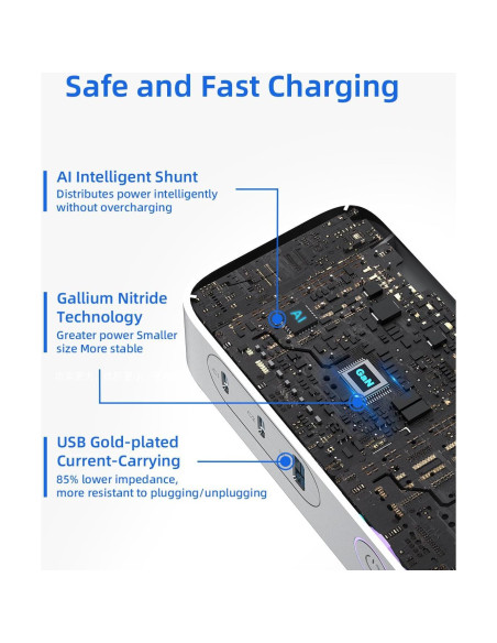 Estación de Carga USB C Huntkey 100W 6 en 1 Gris