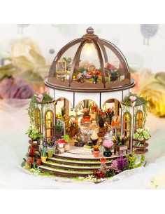 Kit Casa Miniatura DIY QatmMkt Jardín Colgante con Muebles 2