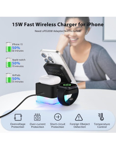 Cargador Inalámbrico 3 en 1 TACOSO para iPhone y Apple Watch 2