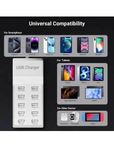 Cargador USB 10 Puertos Dongguan YC-A10 Carga Rápida 50W 2