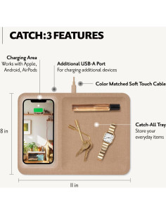 Cargador Inalámbrico Courant Catch:3 Lino Camel 10W 2