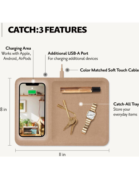 Cargador Inalámbrico Courant Catch:3 Lino Camel 10W