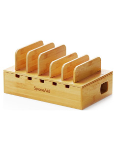 Estación de Carga SpaceAid de Bambú para 5 Dispositivos