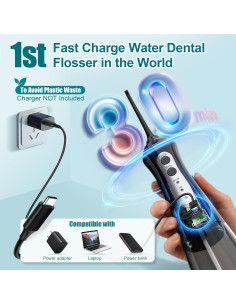 Irrigador Dental Portátil Nicefeel FC1599 - 300ml, Carga Rápida, IPX7 2