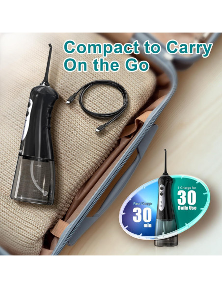 Irrigador Dental Portátil Nicefeel FC1599 - 300ml, Carga Rápida, IPX7