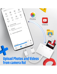 Lector de Tarjetas SD Obcxin para iPhone y iPad USB-C Lightning 2