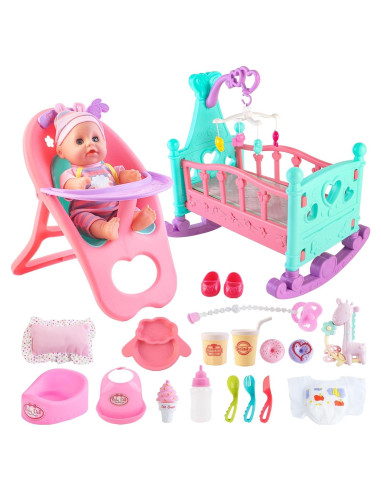 Juego de Muñeca deAO con Cuna y Accesorios 20 Piezas