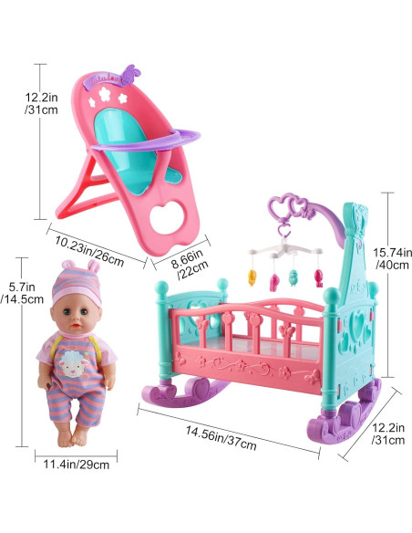 Juego de Muñeca deAO con Cuna y Accesorios 20 Piezas