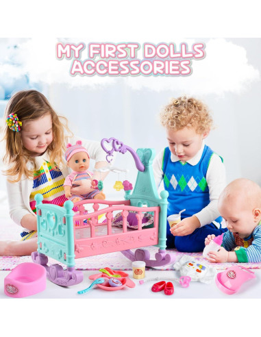 Juego de Muñeca deAO con Cuna y Accesorios 20 Piezas