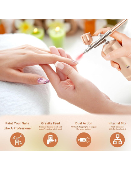 Kit de Aerógrafo GEDSTMDRK Inalámbrico 48 PSI 0.3mm