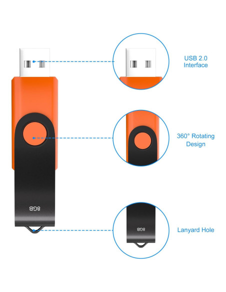 Paquete de 5 Unidades Flash USB 2.0 8GB Xinway Tech Colores Paquete de 5 Unidades Flash USB 2.0 8GB Xinway Tech Colores