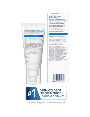 CeraVe Gel Hidratante Ultra Ligero 49.6g - Sin Aceite y Fragancia