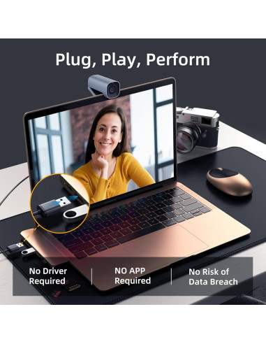 Cámara Web 4K Angekis A-Torpedo - Zoom Digital 4X, USB-C