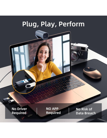 Cámara Web 4K Angekis A-Torpedo - Zoom Digital 4X, USB-C