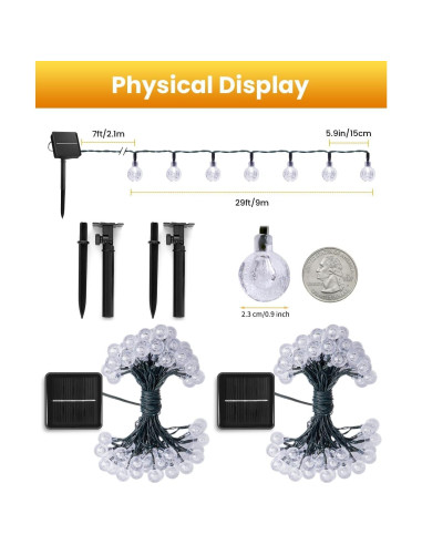 Luces de Cadena Solares Brightown 120 LED 21.9 m Impermeables