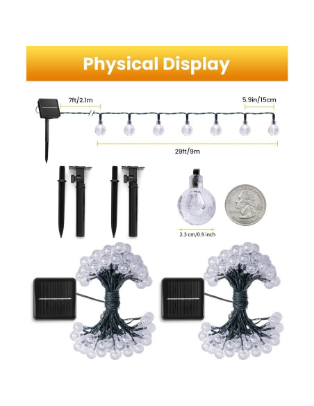 Luces de Cadena Solares Brightown 120 LED 21.9 m Impermeables