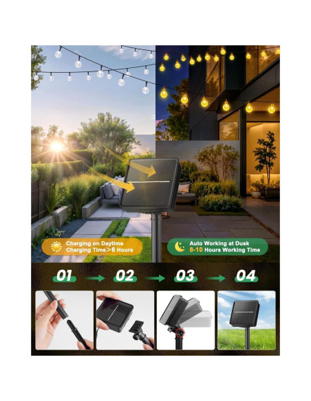 Luces de Cadena Solares Brightown 120 LED 21.9 m Impermeables