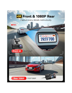 Cámara de Salpicadero Doble REDTIGER F7N Pro 4K+1080P GPS WiFi 2