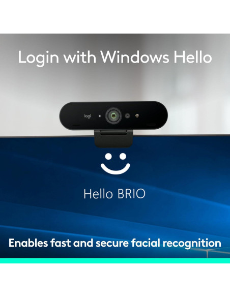 Webcam Logitech Brio PRO X 4K, Micrófono y HD, Negro