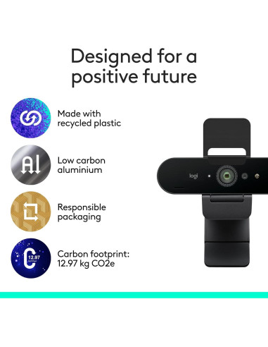 Webcam Logitech Brio PRO X 4K, Micrófono y HD, Negro