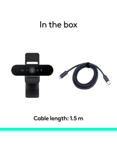 Webcam Logitech Brio PRO X 4K, Micrófono y HD, Negro