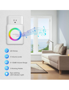 Timbre Inalámbrico TECKNET WA878, 60 Tonos, IP65, 120dB 2