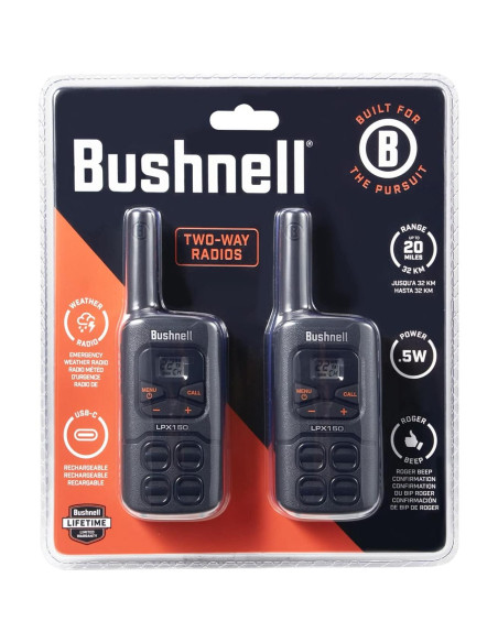 Walkie Talkie Bushnell LPX150 2x Radios 32km Alcance Walkie Talkie Bushnell LPX150 2x Radios 32km Alcance