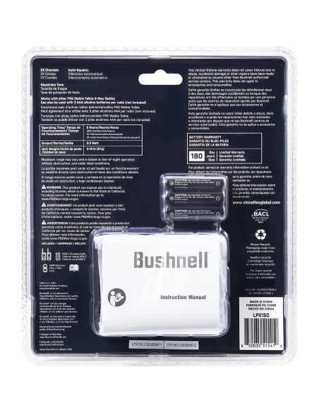 Walkie Talkie Bushnell LPX150 2x Radios 32km Alcance Walkie Talkie Bushnell LPX150 2x Radios 32km Alcance