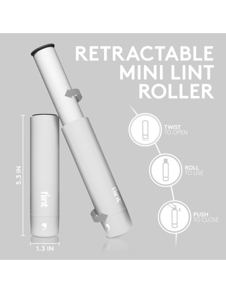Rodillo Quitapelusas Mini Flint Blanco 30 Hojas Extra Adhesivas