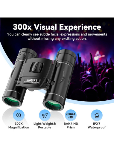 Binoculares Compactos JIVCOK 300x25 Alta Potencia