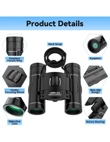 Binoculares Compactos JIVCOK 300x25 Alta Potencia