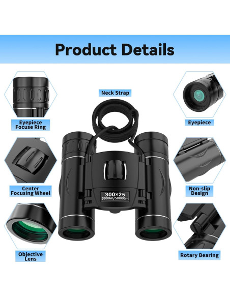 Binoculares Compactos JIVCOK 300x25 Alta Potencia