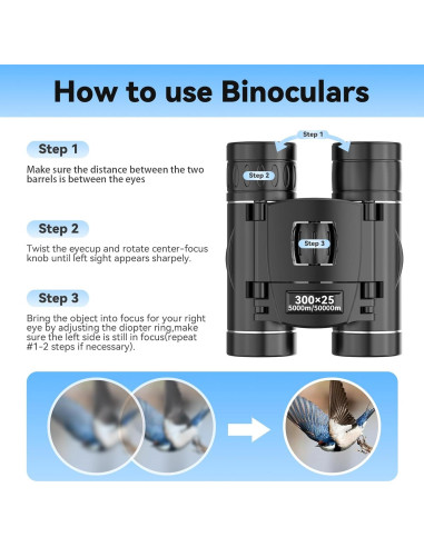 Binoculares Compactos JIVCOK 300x25 Alta Potencia