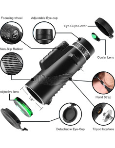 Monocular 80x100 PhysioPhyx HD para smartphone y exteriores 2