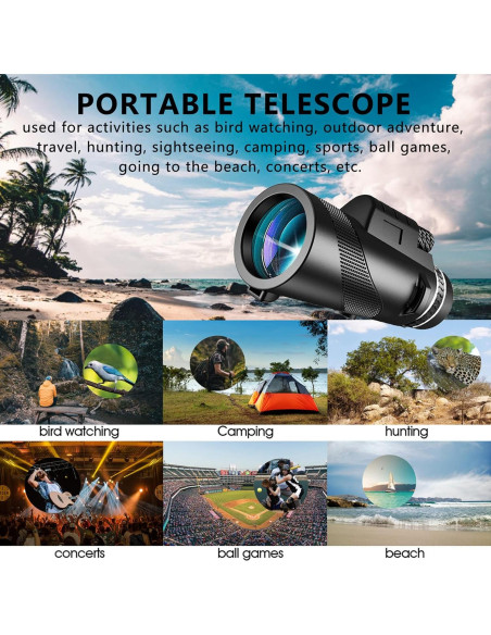 Monocular 80x100 PhysioPhyx HD para smartphone y exteriores