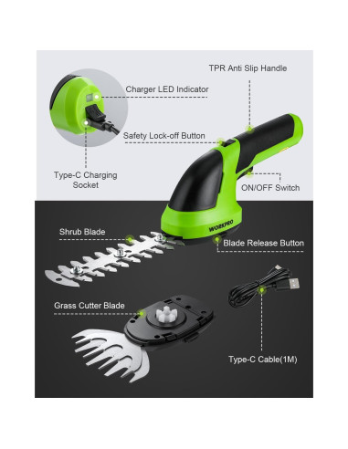 Cortadora de Césped WORKPRO 2 en 1 7.2V Ligera y Eficaz