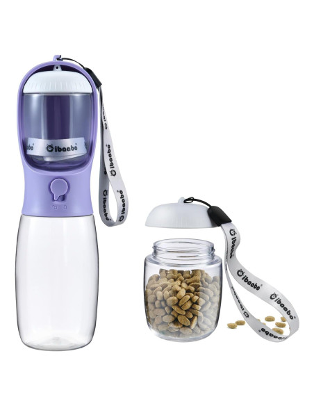 Botella de Agua para Perros Cibaabo 550ml con Comedero