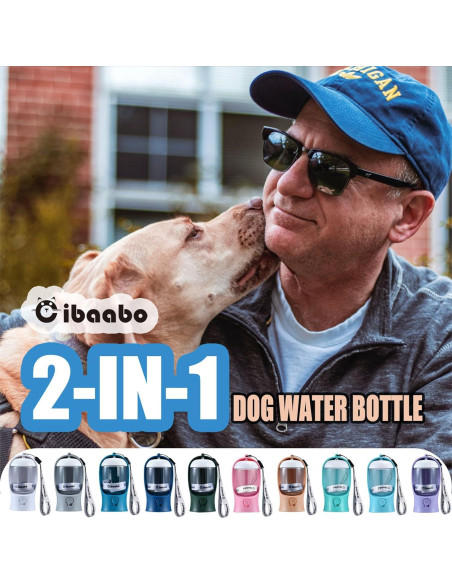 Botella de Agua para Perros Cibaabo 550ml con Comedero