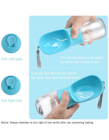 Botella de Agua para Perros Cibaabo 550ml con Comedero