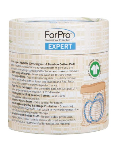 Almohadillas Desmaquillantes Reutilizables ForPro 20 Pzas Orgánicas
