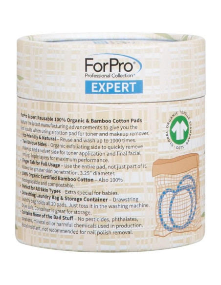 Almohadillas Desmaquillantes Reutilizables ForPro 20 Pzas Orgánicas