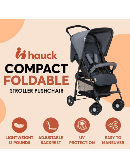 Cochecito Hauck 171424 Plegable Ligero 5 Puntos Carbón