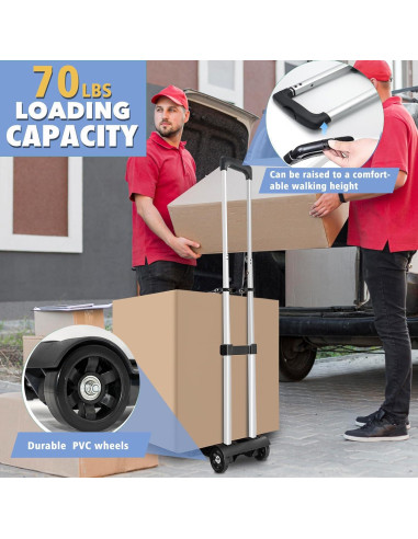 Carro de Mano Plegable ZHJINGYU 31.75 kg Aluminio 2 Ruedas