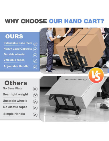 Carro de Mano Plegable ZHJINGYU 31.75 kg Aluminio 2 Ruedas