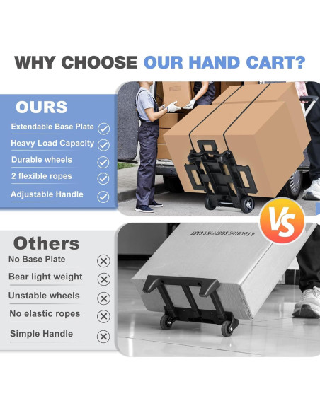 Carro de Mano Plegable ZHJINGYU 31.75 kg Aluminio 2 Ruedas